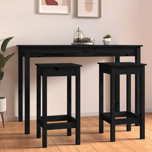 Barstühle 2er Set, Kiefer Massivholz Schwarz