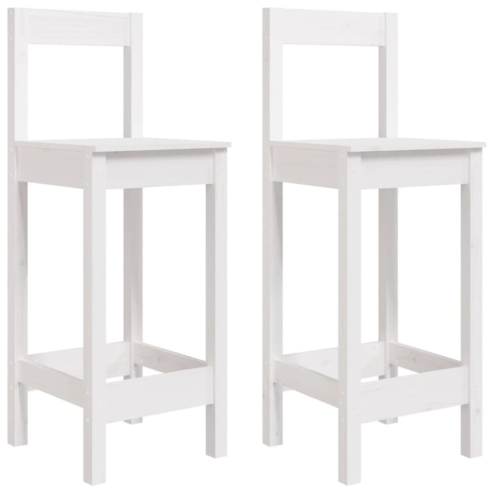 Barstühle 2er Set, Kiefer Massivholz, Weiß