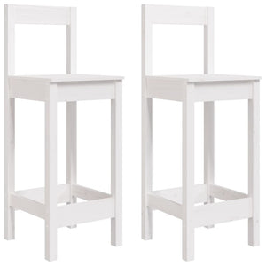 Barstühle 2er Set, Kiefer Massivholz, Weiß
