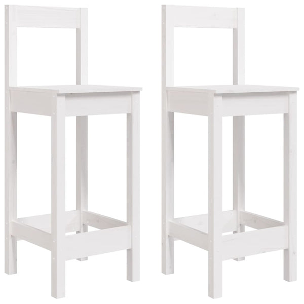 Barstühle 2er Set, Kiefer Massivholz, Weiß