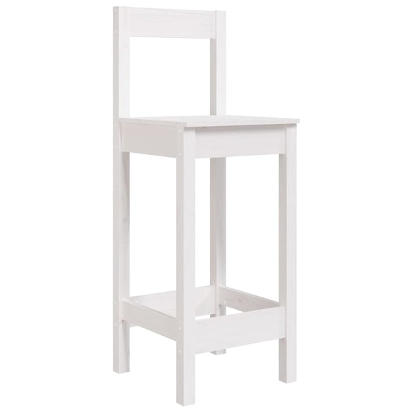 Barstühle 2er Set, Kiefer Massivholz, Weiß