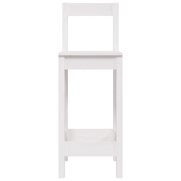 Barstühle 2er Set, Kiefer Massivholz, Weiß