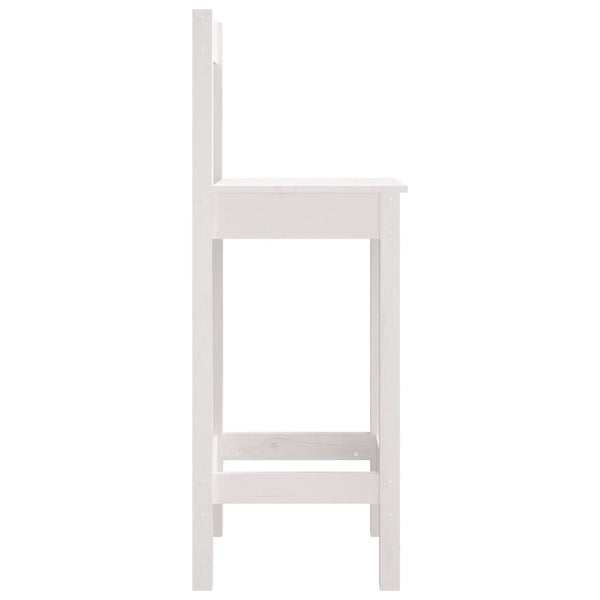 Barstühle 2er Set, Kiefer Massivholz, Weiß