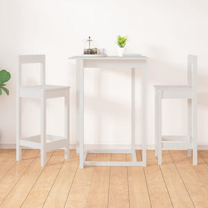 Barstühle 2er Set, Kiefer Massivholz, Weiß