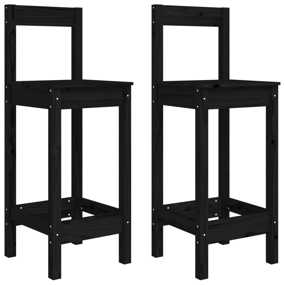 Barstühle 2er Set, Kiefer Massivholz, Schwarz