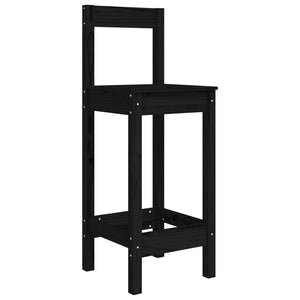 Barstühle 2er Set, Kiefer Massivholz, Schwarz