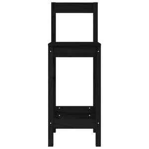 Barstühle 2er Set, Kiefer Massivholz, Schwarz
