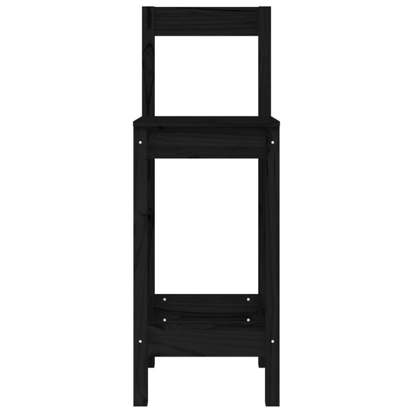 Barstühle 2er Set, Kiefer Massivholz, Schwarz