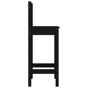 Barstühle 2er Set, Kiefer Massivholz, Schwarz
