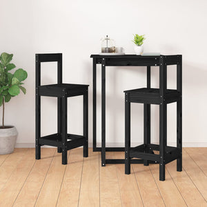 Barstühle 2er Set, Kiefer Massivholz, Schwarz