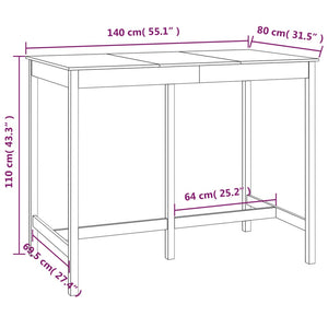 Bartisch Honigbraun Kiefer Massivholz 140x80 cm