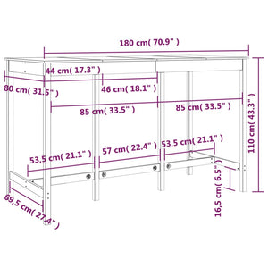 Bartisch Kiefer Massivholz 180x80x110 cm