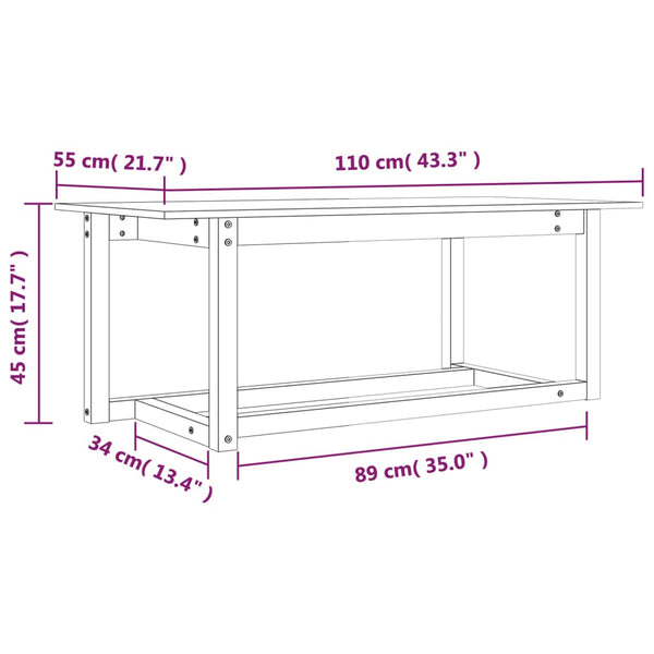 Massivholz Couchtisch Kiefer 110x55 cm