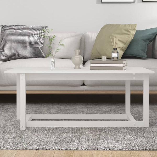 Weißer Couchtisch Kiefer Massivholz 110x55 cm