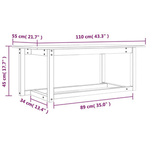 Weißer Couchtisch Kiefer Massivholz 110x55 cm