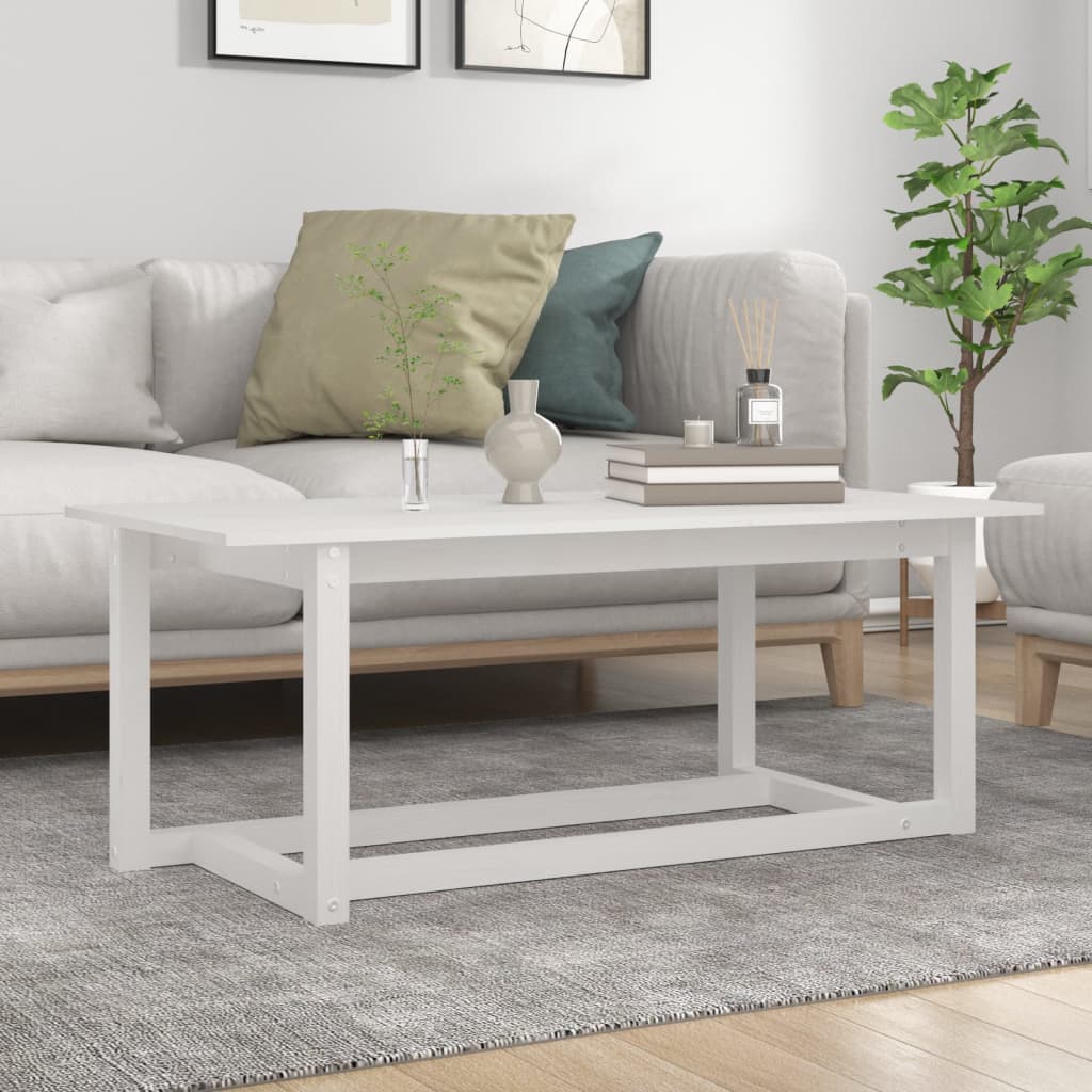 Weißer Couchtisch Kiefer Massivholz 110x55 cm