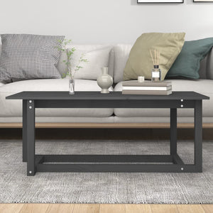 Grauer Couchtisch 110x55 cm Kiefer Massivholz