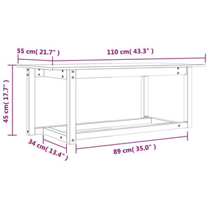 Grauer Couchtisch 110x55 cm Kiefer Massivholz