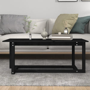 Schwarzer Couchtisch Kiefer Massivholz 110x55 cm