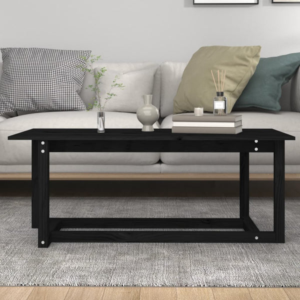 Schwarzer Couchtisch Kiefer Massivholz 110x55 cm