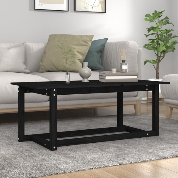 Schwarzer Couchtisch Kiefer Massivholz 110x55 cm