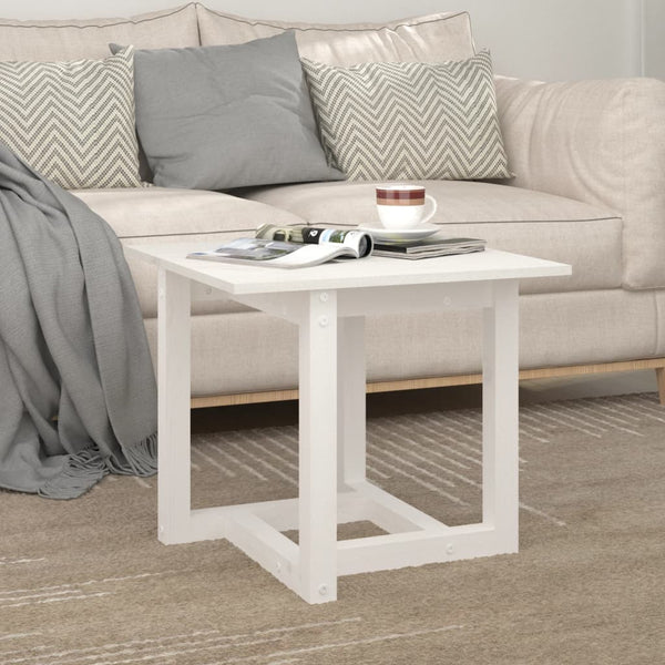 Couchtisch Weiß Kiefer Massivholz 50x50 cm