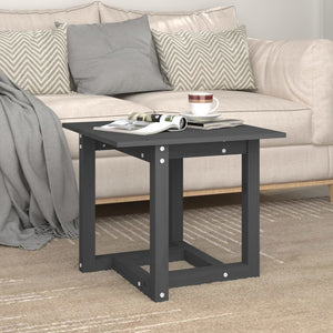 Grauer Couchtisch 50x50 cm Kiefer Massivholz