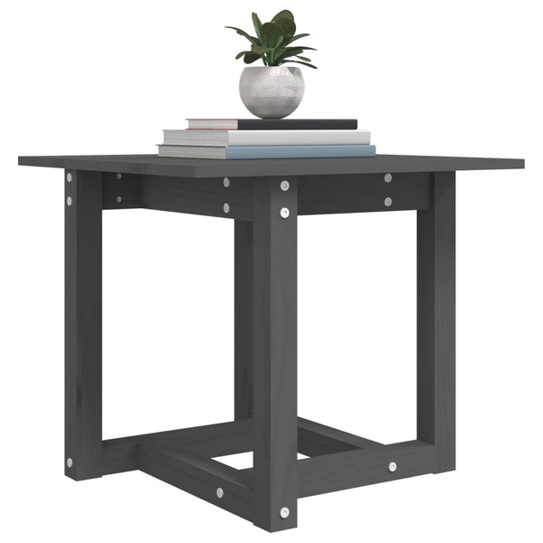 Grauer Couchtisch 50x50 cm Kiefer Massivholz