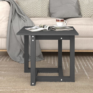 Grauer Couchtisch 50x50 cm Kiefer Massivholz