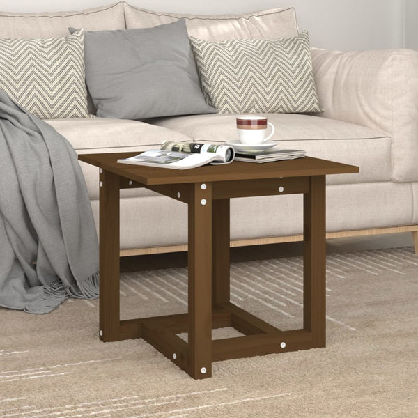 Couchtisch Honigbraun Kiefer Massivholz 50x50 cm