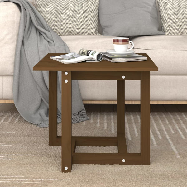 Couchtisch Honigbraun Kiefer Massivholz 50x50 cm
