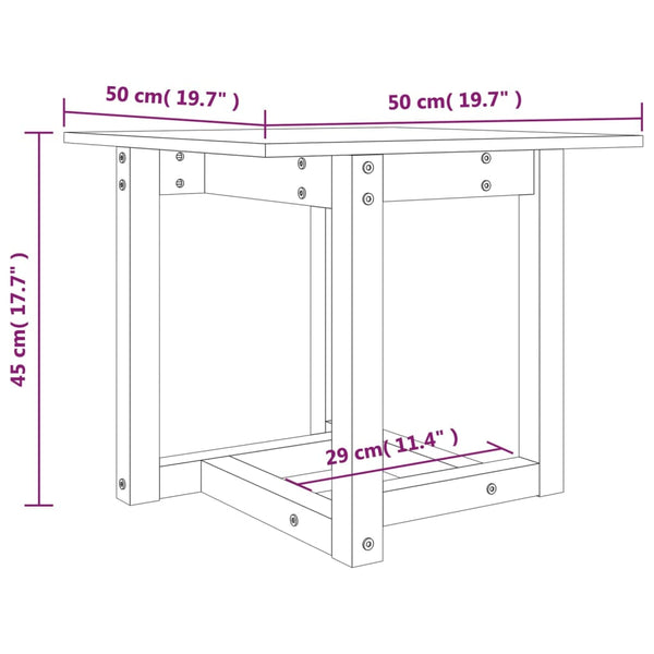 Schwarzer Couchtisch 50x50 cm Kiefer Massivholz