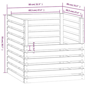 Weißer Holz Komposter 80x80x78cm