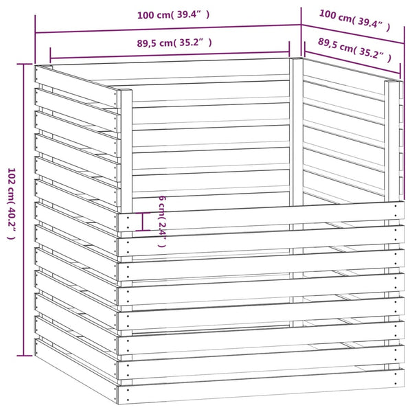 Grauer Holz Komposter 100x100x102cm