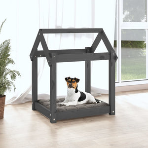 Graues Hundebett aus Kiefernholz, 61x50x70 cm