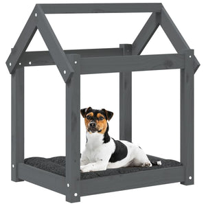 Graues Hundebett aus Kiefernholz, 61x50x70 cm
