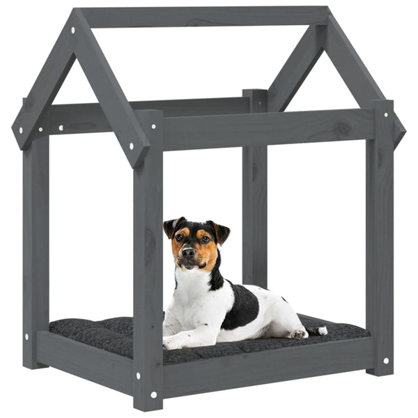 Graues Hundebett aus Kiefernholz, 61x50x70 cm