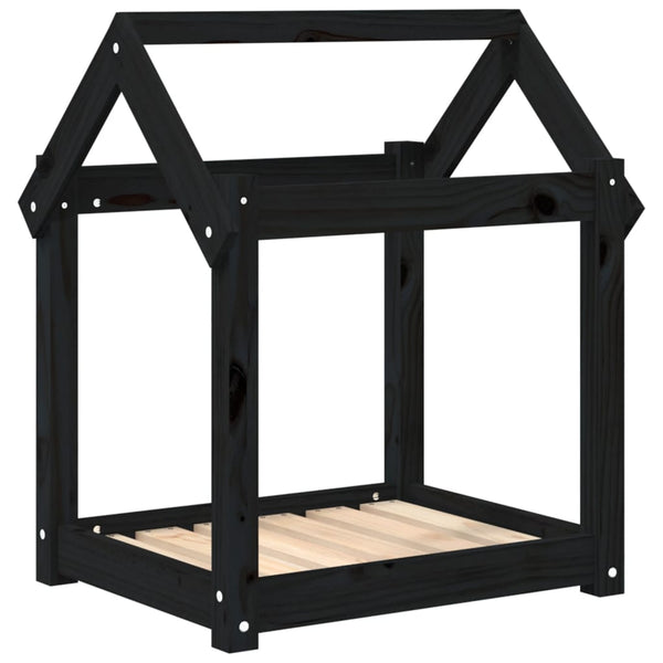 Schwarzes Hundebett aus Kiefernholz 61x50x70 cm