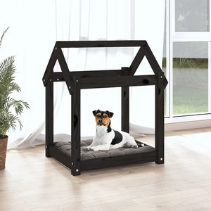 Schwarzes Hundebett aus Kiefernholz 61x50x70 cm