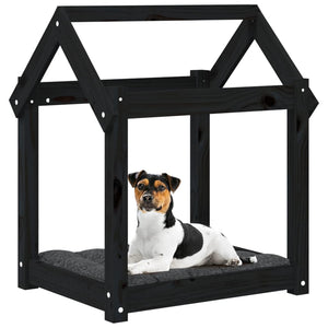 Schwarzes Hundebett aus Kiefernholz 61x50x70 cm