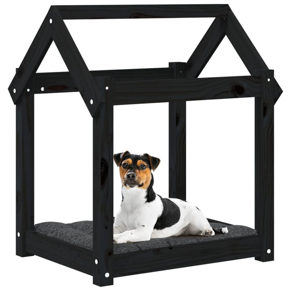 Schwarzes Hundebett aus Kiefernholz 61x50x70 cm