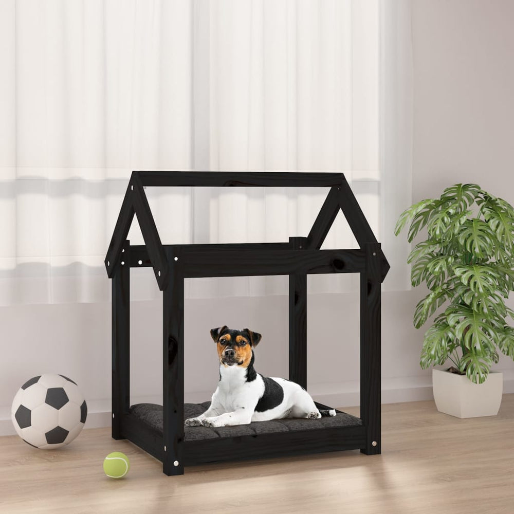 Schwarzes Hundebett aus Kiefernholz 61x50x70 cm