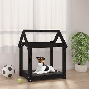 Schwarzes Hundebett aus Kiefernholz 61x50x70 cm