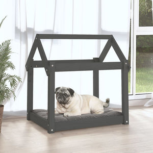 Graues Hundebett 71x55x70 cm, Kiefer Massivholz
