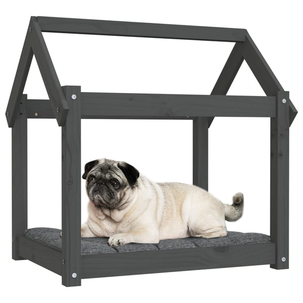 Graues Hundebett 71x55x70 cm, Kiefer Massivholz