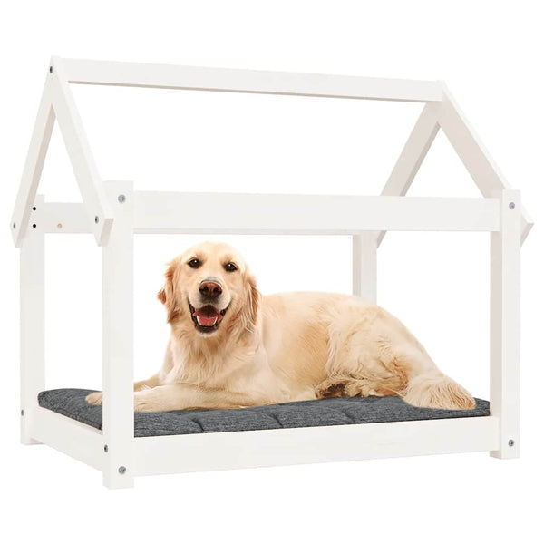 Weißes Hundebett aus Kiefernholz, 81 cm