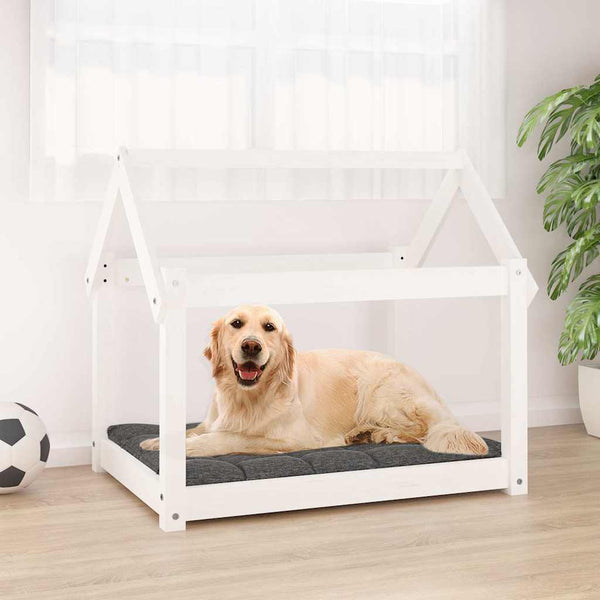 Weißes Hundebett aus Kiefernholz, 81 cm