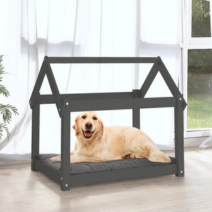 Graues Hundebett aus Kiefernholz, 81x60 cm