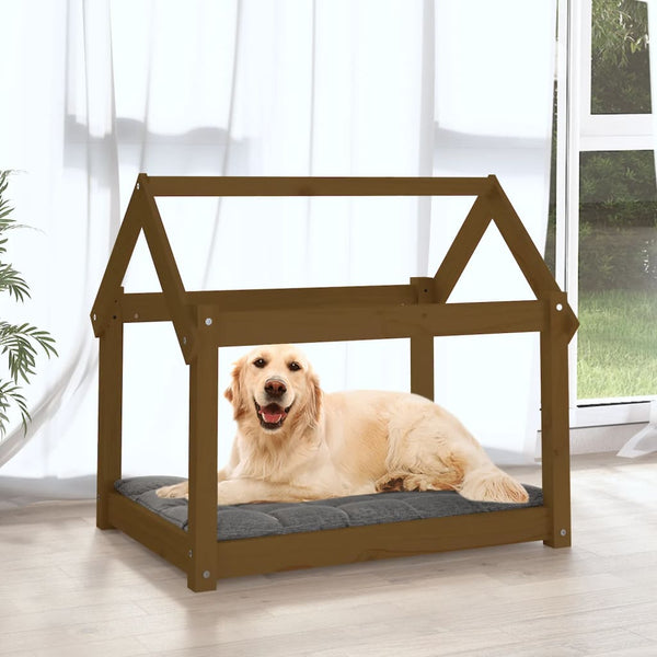 Hundebett Honigbraun Kiefer Massivholz 81x60 cm
