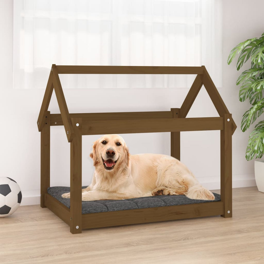 Hundebett Honigbraun Kiefer Massivholz 81x60 cm